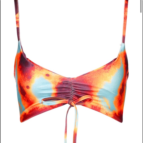 NWOT Boohoo Ink Print Ruched Bikini Top - Picture 5 of 5